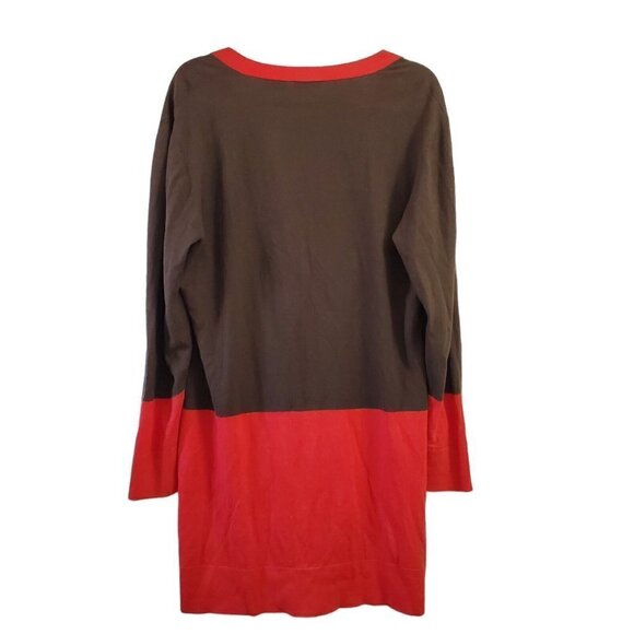 Neiman Marcus Cardigan Womens XL Brown Colorblock Silk Linen‎ Sweater Button Up - Picture 6 of 9